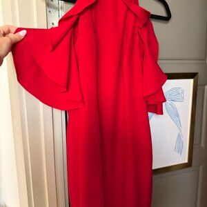 Amanda Uprichard Red Mini Dress Halter Shoulder Cut Out Size Medium